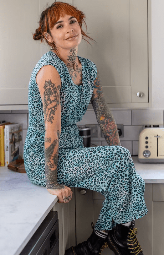 Breastfeeding Jumpsuit, Blue Leopard Print Jumpsuit - maidwellway