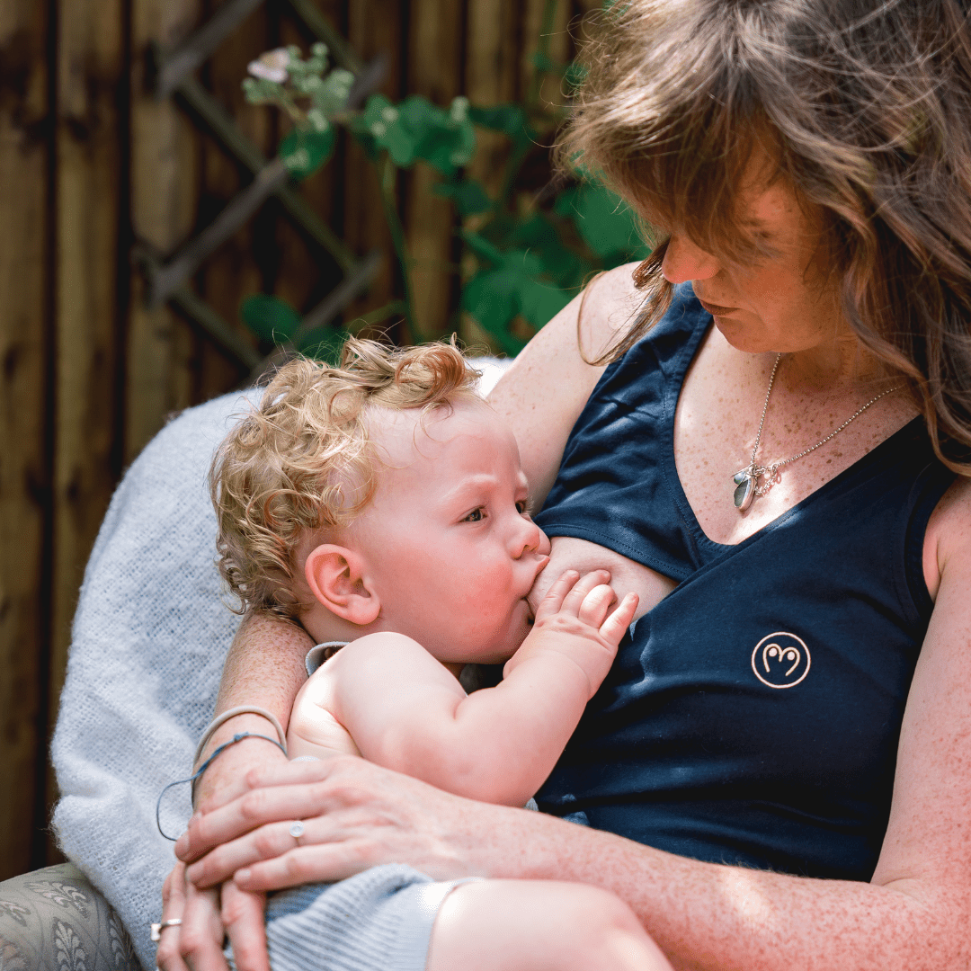 Breastfeeding Maxi Dress - Navy Organic Cotton - maidwellway