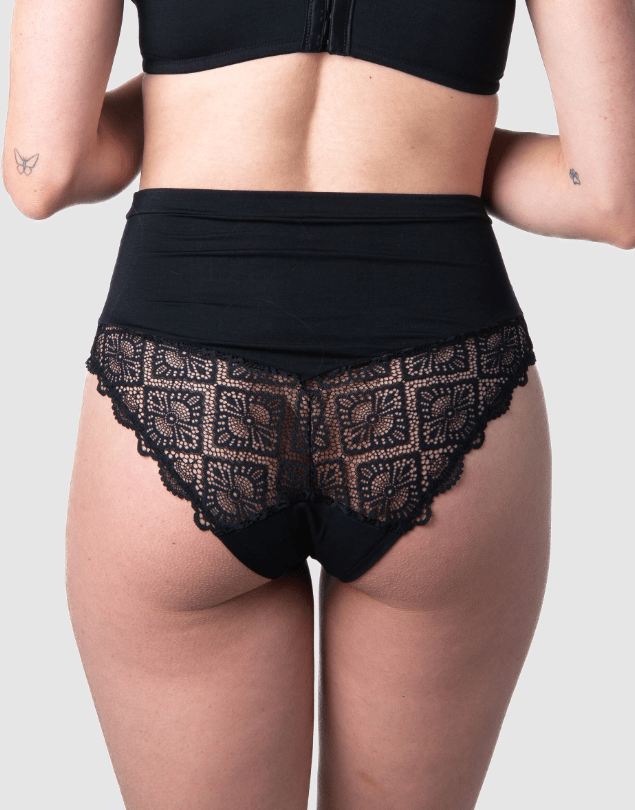 Maternity Black Bamboo Lace Full Brief Knickers - maidwellway