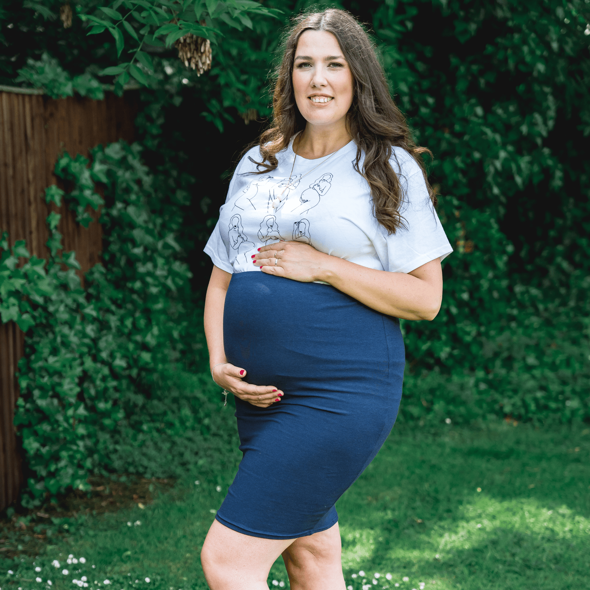 Mila Navy Maternity Pencil Skirt - maidwellway