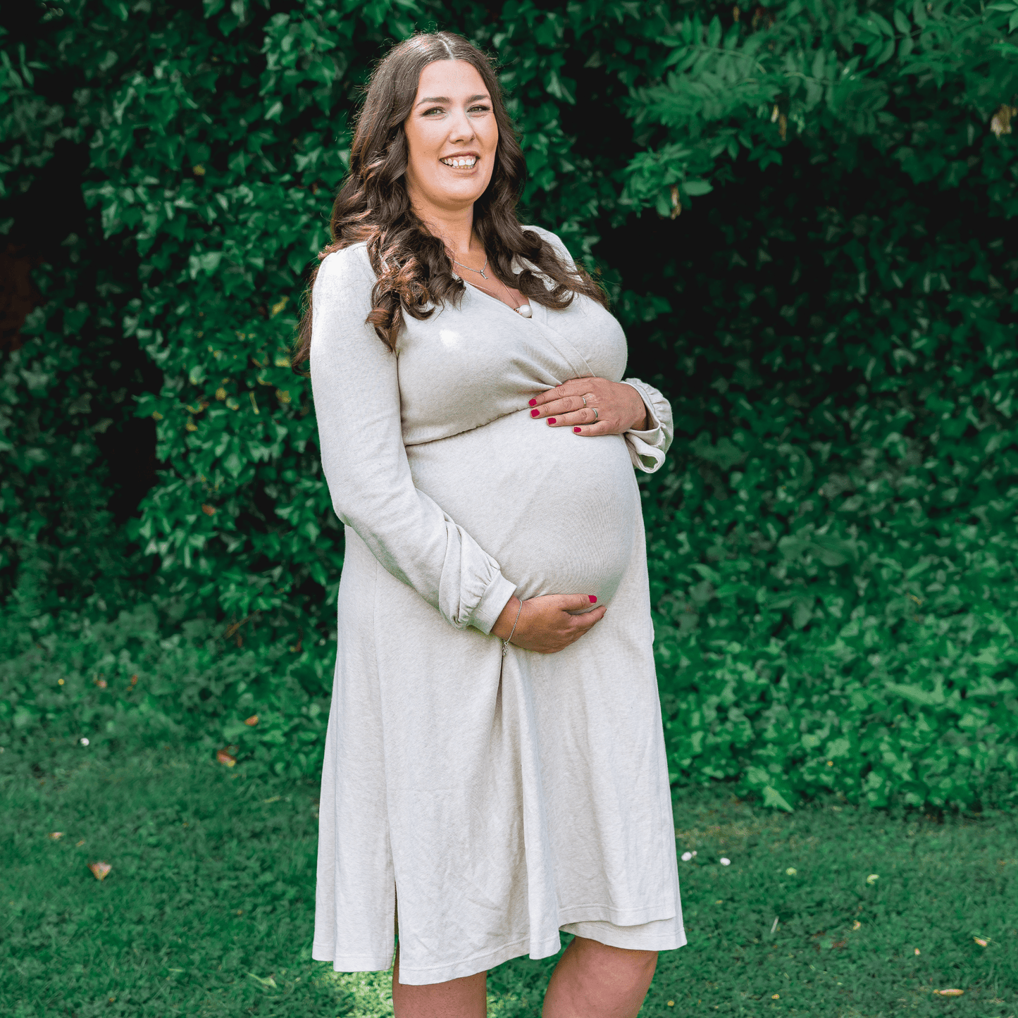 Oatmeal Maternity & Breastfeeding Wrap Dress - maidwellway