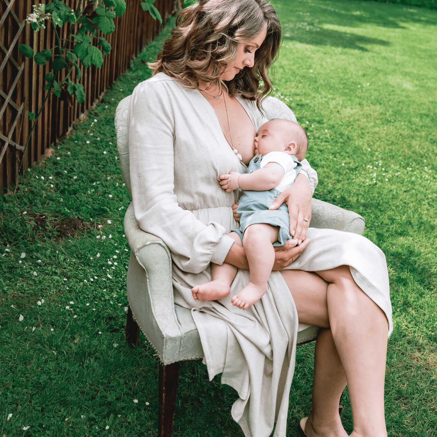 Oatmeal Maternity & Breastfeeding Wrap Dress - maidwellway