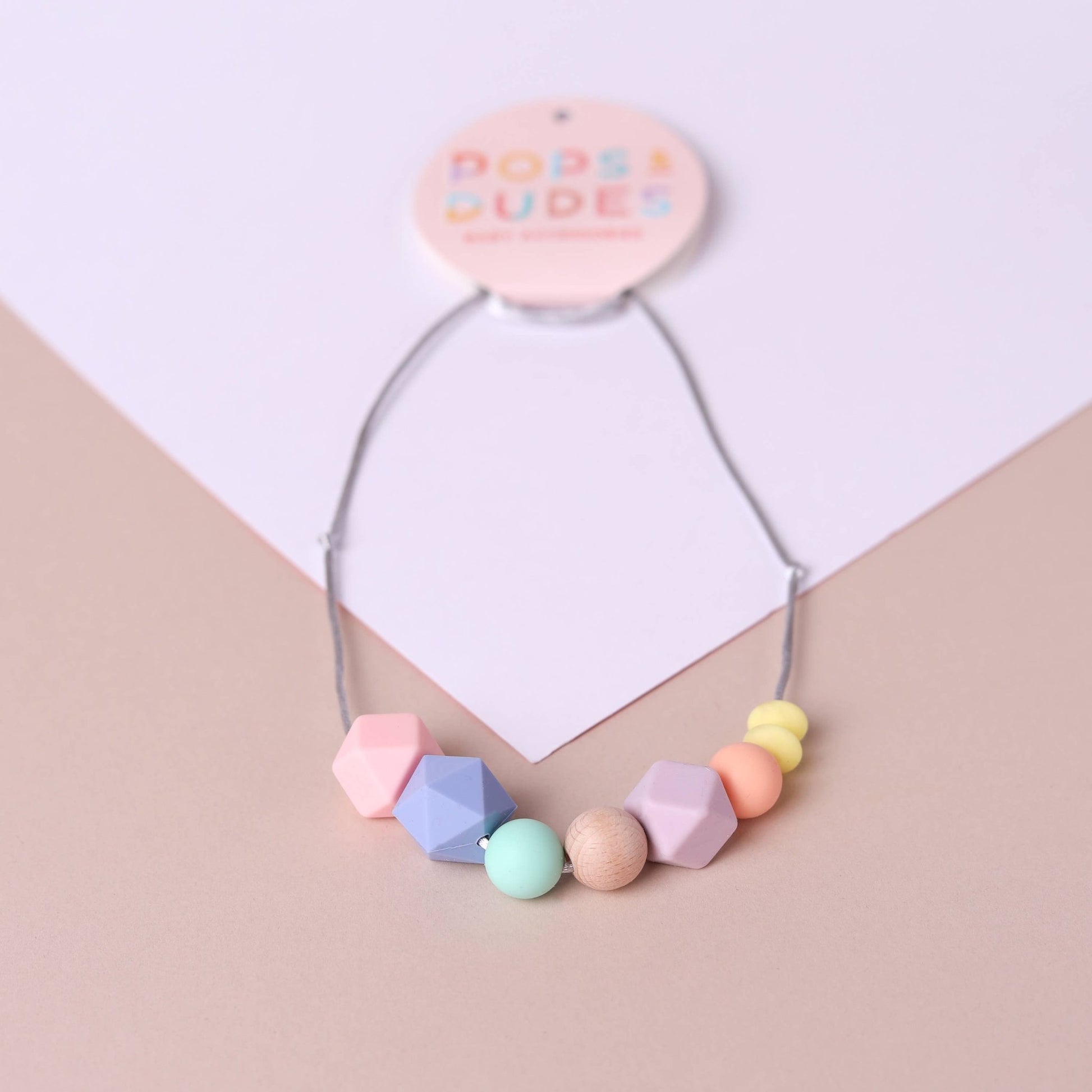 Silicone Teething Necklace & Breastfeeding Necklace, Pastel Geo Pop - maidwellway