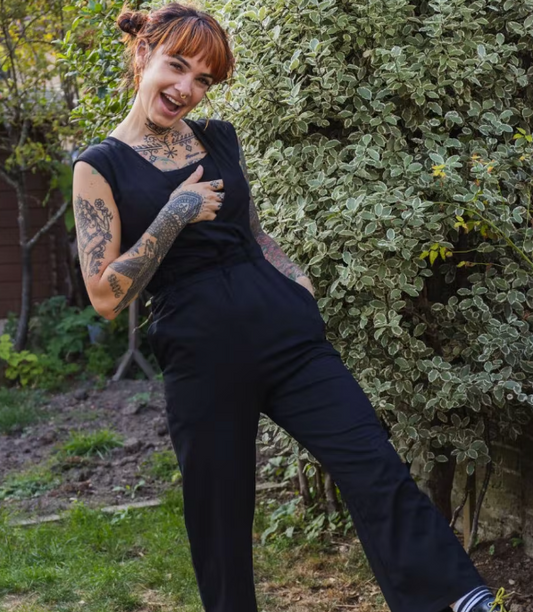 Stylish Black Breasting Jumpsuit